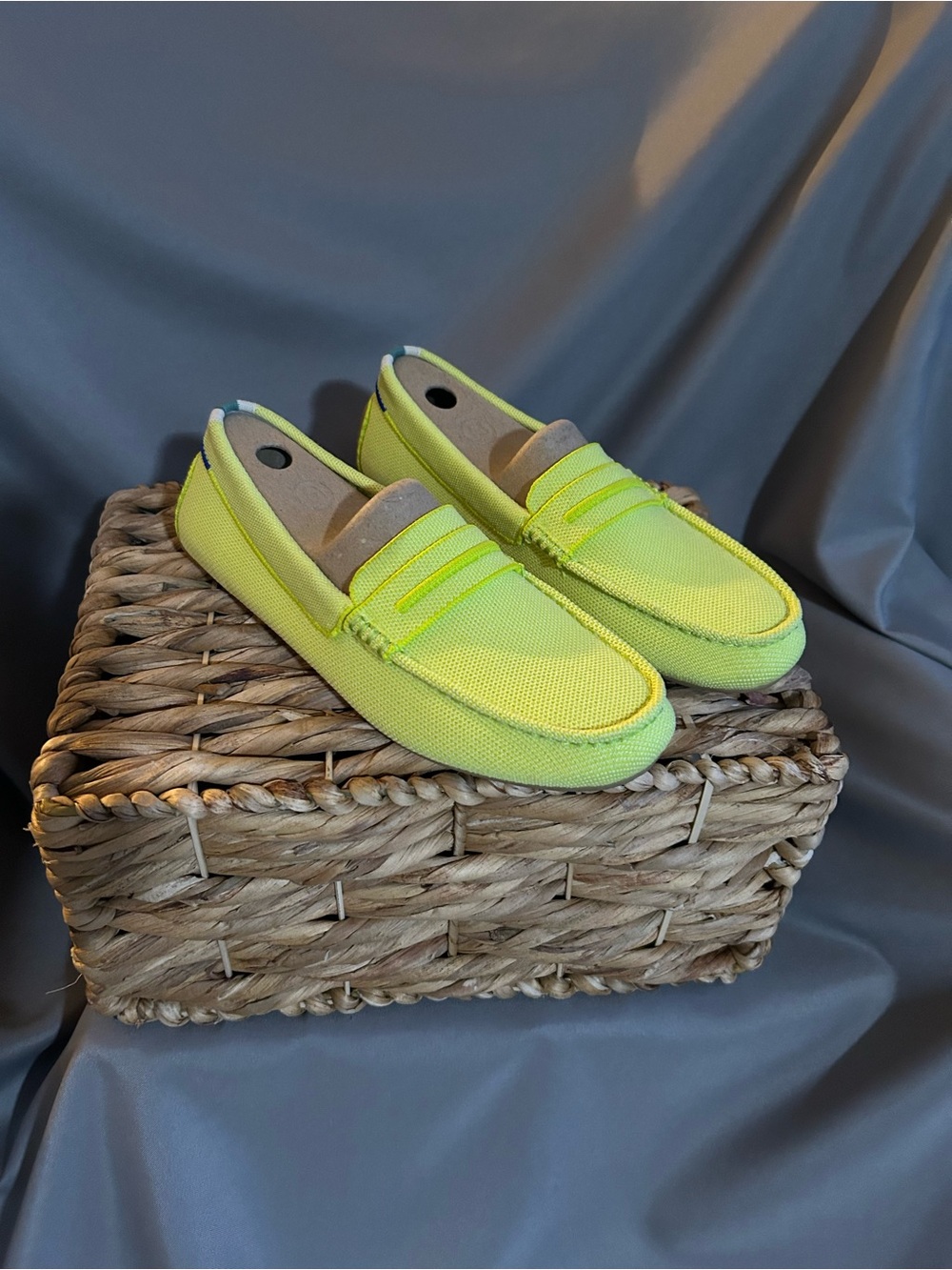 Rothy's Neon Yellow Canvas Driving Loafers